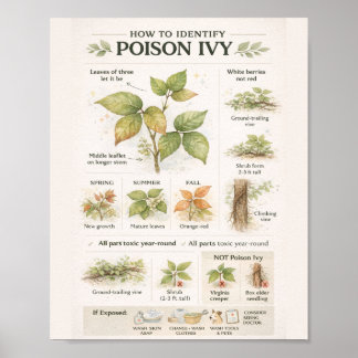 How to Identify Poison Ivy – Educational Botanical Poster
