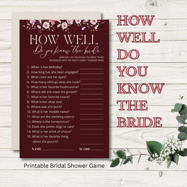 How Well Do You Know the Bride Bridal Shower Game (Creator heeft geüpload)