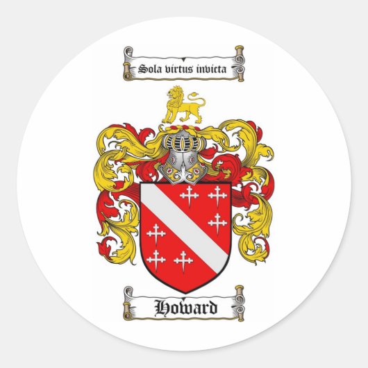 HOWARD FAMILY CREST - HOWARD COAT VAN WAPENS RONDE STICKER (Voorkant)