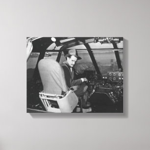 Howard Hughes in Spruce Goose Wooden Plane Canvas Afdruk