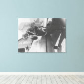 Howard Hughes Pilot Boarding Plane in haar geheel Canvas Afdruk (Insitu (Houten vloer))