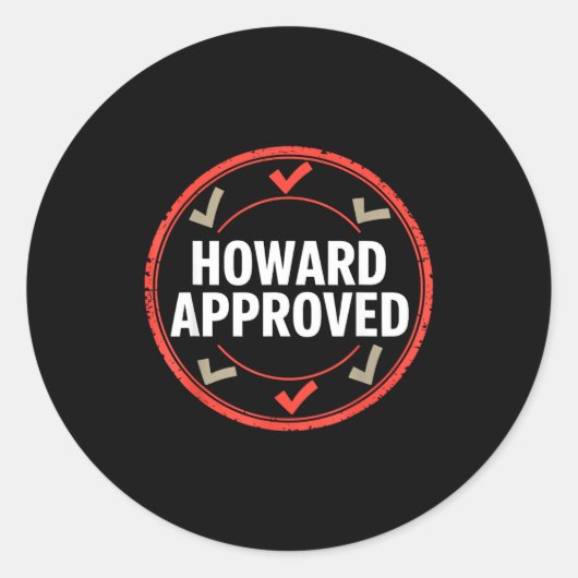 Howard keurde goed  ronde sticker (Voorkant)