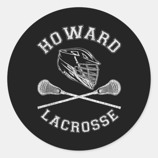 Howard Lacrosse Distressed Retro Lax Ronde Sticker (Voorkant)