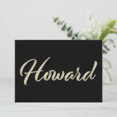 Howard Name white gold Handwriting Karte Kaart (Staand voorkant)