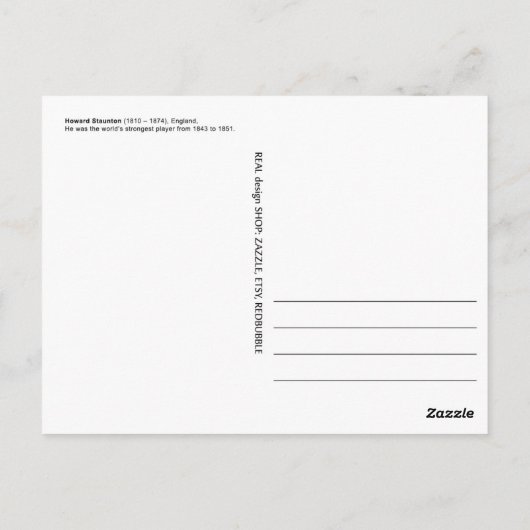 Howard Staunton Briefkaart (Achterkant)