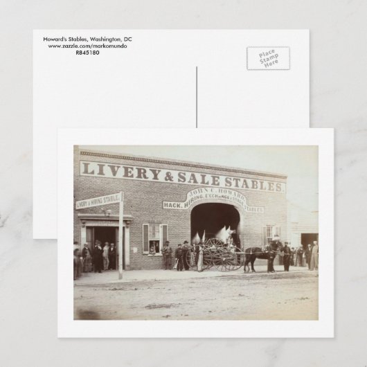 Howard's Stable, John W. Booth, Washington, DC Briefkaart (Voorkant / Achterkant)