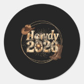 Howdy 2026 New Year Hello 2026 Western New Year Ronde Sticker (Voorkant)