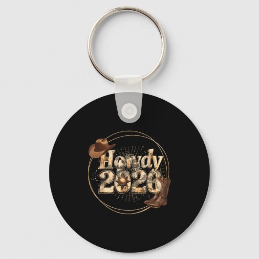 Howdy 2026 New Year Hello 2026 Western New Year Sleutelhanger (Voorkant)