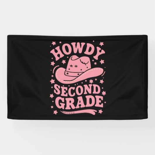 Howdy 2e klas cowboy cowgirl terug naar school spandoek (Horizontaal)