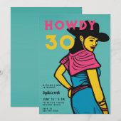 Howdy 30 Country Western Comic Pink 30th Verjaarda Kaart (Voorkant / Achterkant)