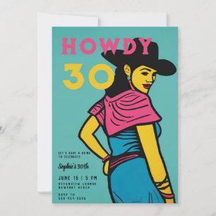 Howdy 30 Country Western Comic Pink 30th Verjaarda Kaart