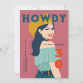 Howdy 30 Western Retro Roze Blauwgroen 30e Verjaar Kaart (Voorkant)