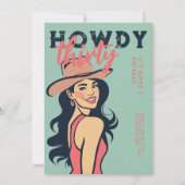 Howdy 30 Western Retro Roze Poster 30e Verjaardag Kaart (Voorkant)