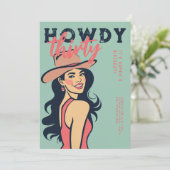 Howdy 30 Western Retro Roze Poster 30e Verjaardag Kaart (Staand voorkant)