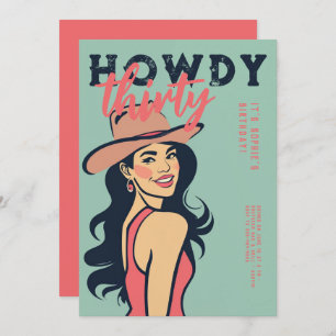 Howdy 30 Western Retro Roze Poster 30e Verjaardag Kaart