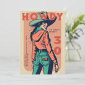 Howdy 30 Western Retro Roze Poster 30e Verjaardag Kaart (Staand voorkant)
