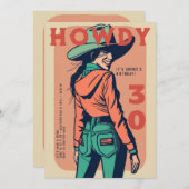 Howdy 30 Western Retro Roze Poster 30e Verjaardag Kaart (Voorkant / Achterkant)