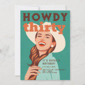 Howdy 30 Western Retro Sinaasappel Blauwgroen 30e  Kaart (Voorkant)