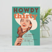 Howdy 30 Western Retro Sinaasappel Blauwgroen 30e  Kaart (Staand voorkant)