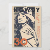 Howdy 30 Western Retro Sinaasappel Navy 30e Verjaa Kaart (Voorkant)