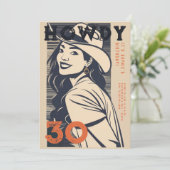 Howdy 30 Western Retro Sinaasappel Navy 30e Verjaa Kaart (Staand voorkant)