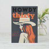 Howdy 30 Western Retro Sinaasappel Zwart 30e Verja Kaart (Staand voorkant)