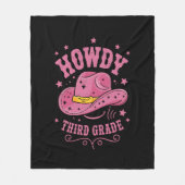 Howdy 3rd Grade Cowboy Cowgirl terug naar school Fleece Deken (Voorkant)