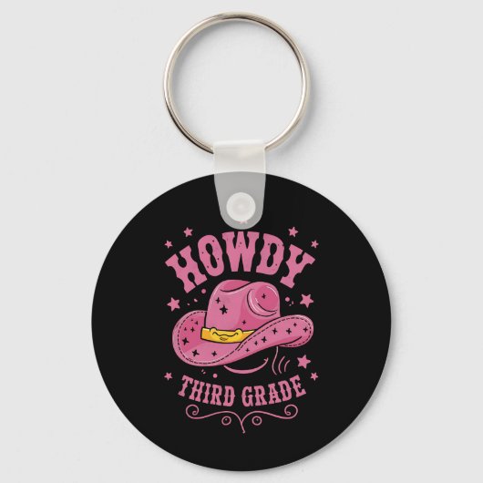 Howdy 3rd Grade Cowboy Cowgirl terug naar school Sleutelhanger (Voorkant)