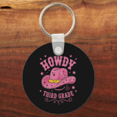 Howdy 3rd Grade Cowboy Cowgirl terug naar school Sleutelhanger (Voorkant)