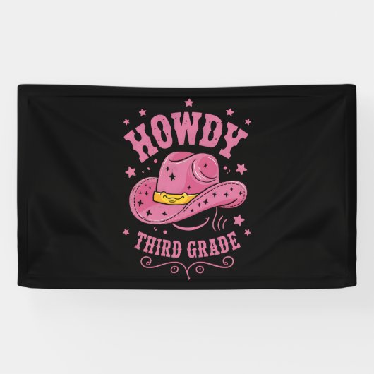 Howdy 3rd Grade Cowboy Cowgirl terug naar school Spandoek (Horizontaal)