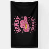 Howdy 3rd Grade Cowboy Cowgirl terug naar school Spandoek (Verticaal)
