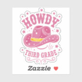 Howdy 3rd Grade Cowboy Cowgirl terug naar school Sticker (Vel)