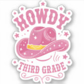 Howdy 3rd Grade Cowboy Cowgirl terug naar school Sticker (Voorkant)