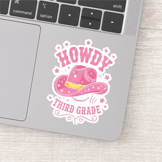 Howdy 3rd Grade Cowboy Cowgirl terug naar school Sticker (Detail)