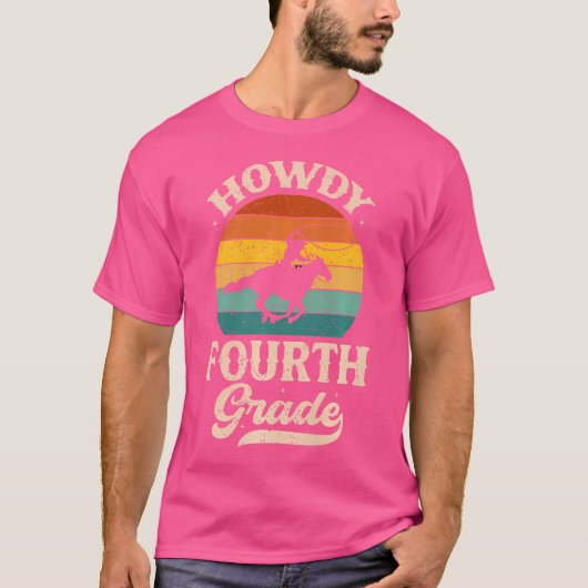 Howdy 4e klas leraar Rodeo terug naar school Weste T-shirt (Voorkant)