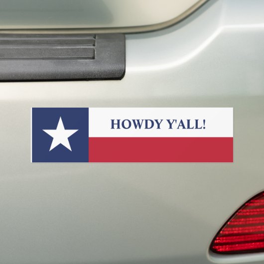 Howdy, allemaal Texas Flag. Bumpersticker (Op auto)