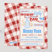 Howdy Baby BBQ! Douche-uitnodiging Kaart (Voorkant / Achterkant)
