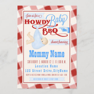 Howdy Baby BBQ! Douche-uitnodiging Kaart