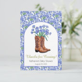 Howdy Baby Bluebonnets Cowboy Baby shower Bedankkaart (Staand voorkant)