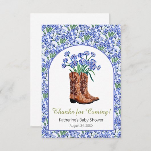 Howdy Baby Bluebonnets Cowboy Baby shower Bedankkaart (Voorkant / Achterkant)