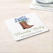 Howdy Baby Bluebonnets Cowboy Baby shower Kartonnen Onderzetters (Schuin)