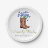 Howdy Baby Bluebonnets Cowboy Baby shower Papieren Bordje (Voorkant)