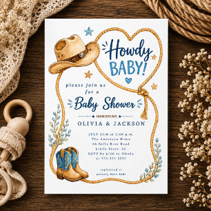 Howdy Baby Cowboy Baby Shower Uitnodiging