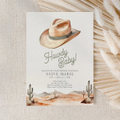 Howdy Baby Western Desert Baby shower Invitation Kaart