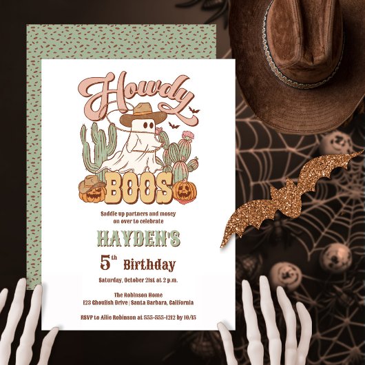 Howdy Boos Ghost Halloween Verjaardagsfeest Kaart