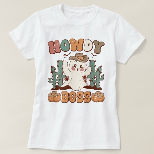 Howdy Boss Western Boo Ghost Halloween T-shirt (Design voorkant)