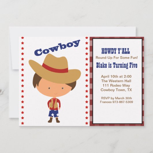 HOWDY! Boys Cowboy Birthday Uitnodiging (Voorkant)