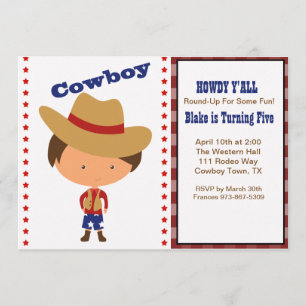 HOWDY! Boys Cowboy Birthday Uitnodiging