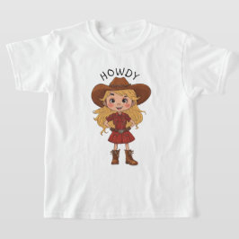 Howdy Cartoon Cowgirl Country Cowboy Pet Kinder Gi T-shirt