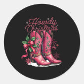 Howdy Christmas Boots Cowgirl Coquette Nk Western  Ronde Sticker (Voorkant)